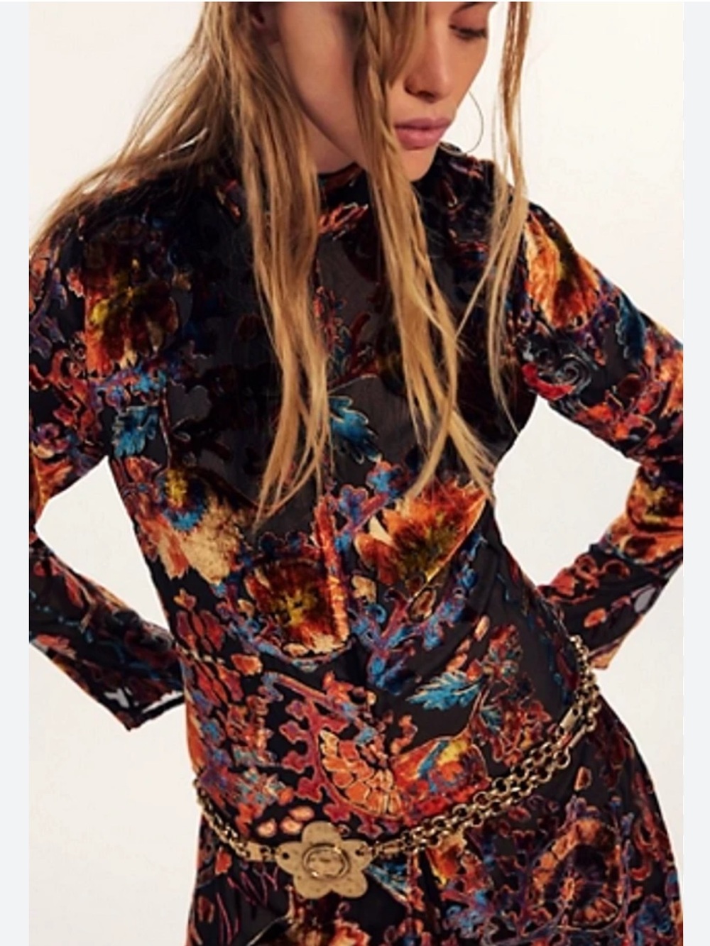 NEW! Free People Bali Painterly Paisley Velvet Maxi Dress size M - Picture 4 of 8